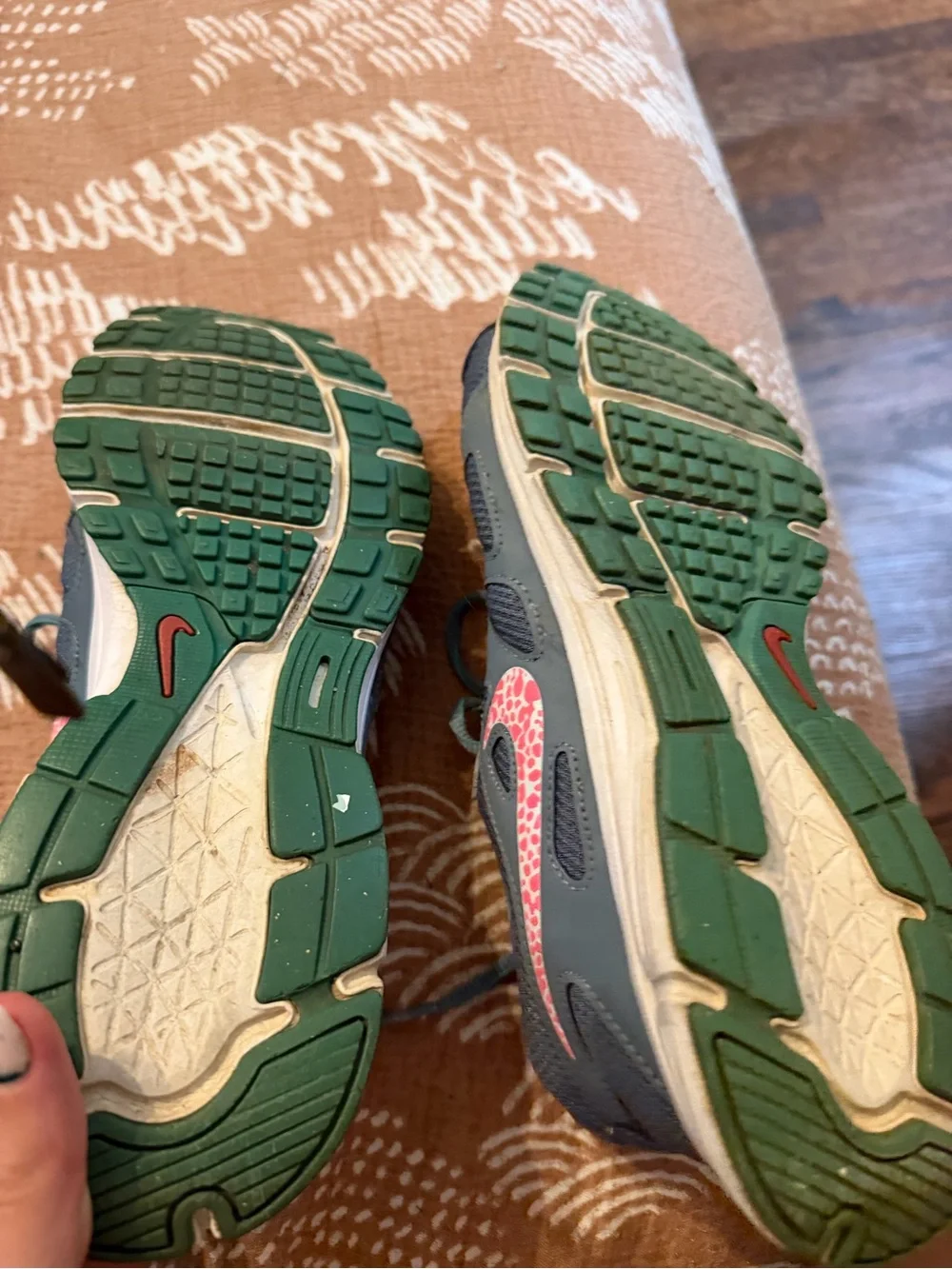 Nike Gray & Teal Athletic Sneakers with Pink Logo Accent